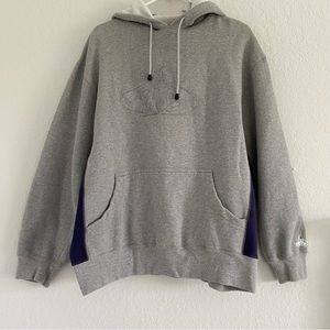 PNB Nation large gray blue men hoodie front pocket fleece lined drawstring neck